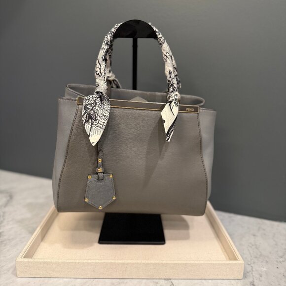 Fendi Grey Saffiano Leather Sac 2Jours Elite Tote – Mini - Picture 1 of 6